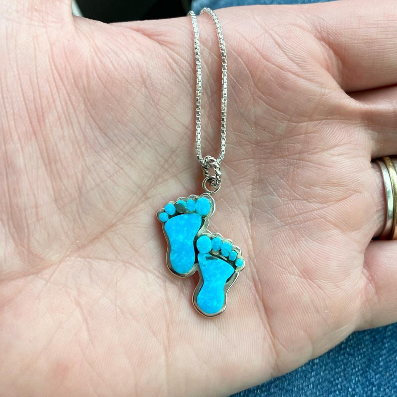 Walk with me, turquoise foot pendant