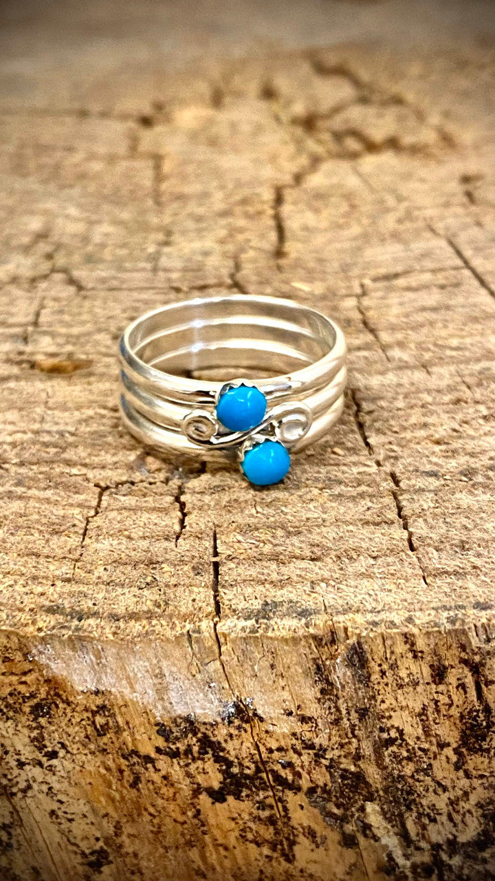 Chaco Canyon 3 Stacker Swirl Me Around Turquoise Rings