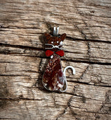 Meow Meow Kitty Cat Pendant - Wild Horse and Coral