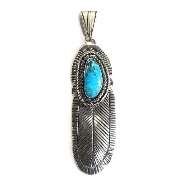 Kingman Turquoise
Sterling Silver
Feather Pendant