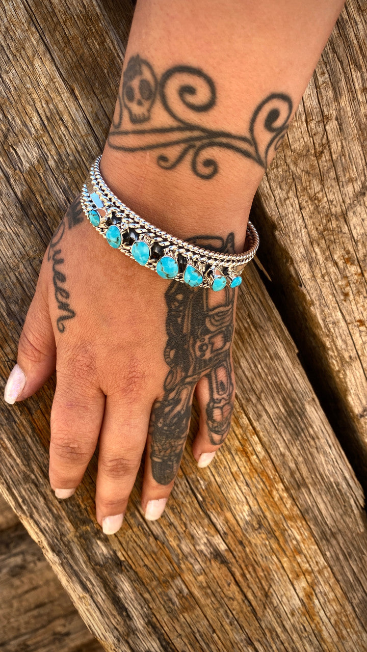 Chaco Canyon 7 Stone Kingman Turquoise Cuff