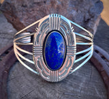 Lapis Stamped Vintage Cuff