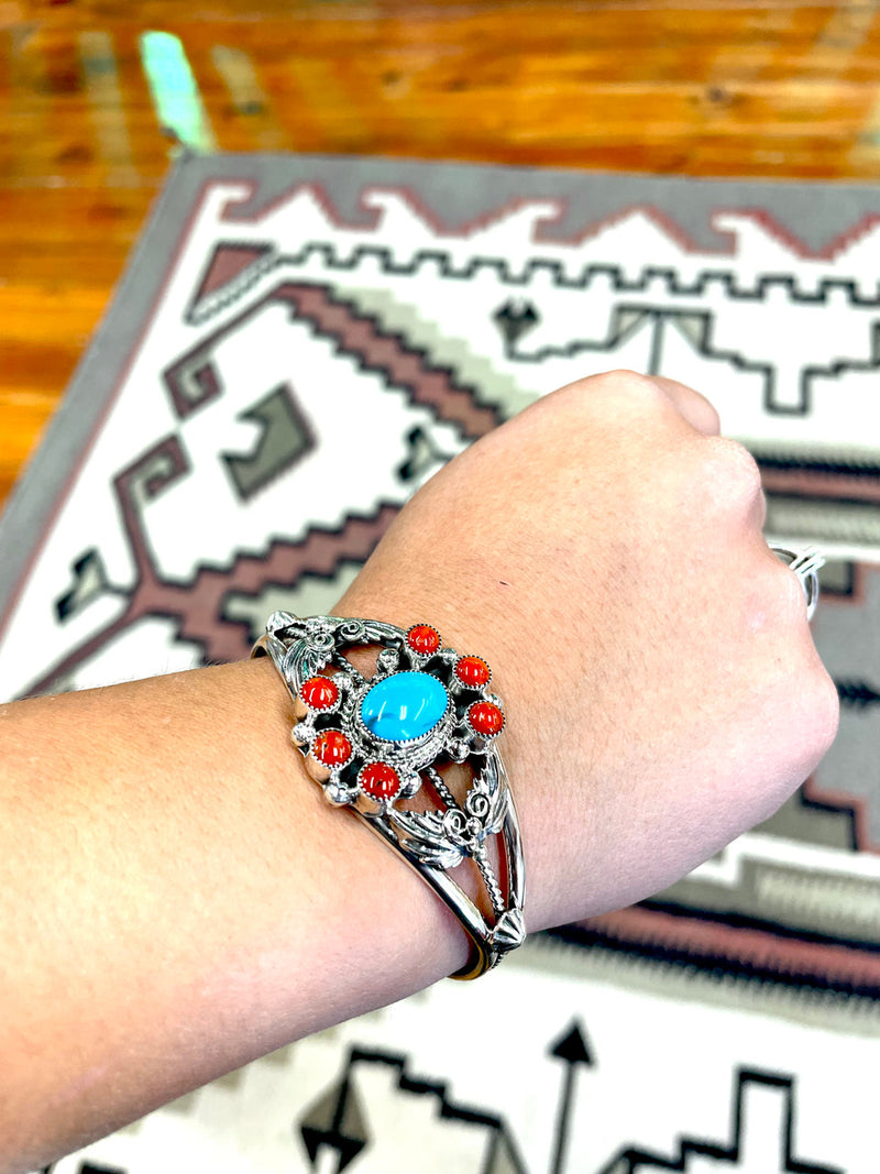 Dawn of Tomorrow Turquoise and Coral Cuff