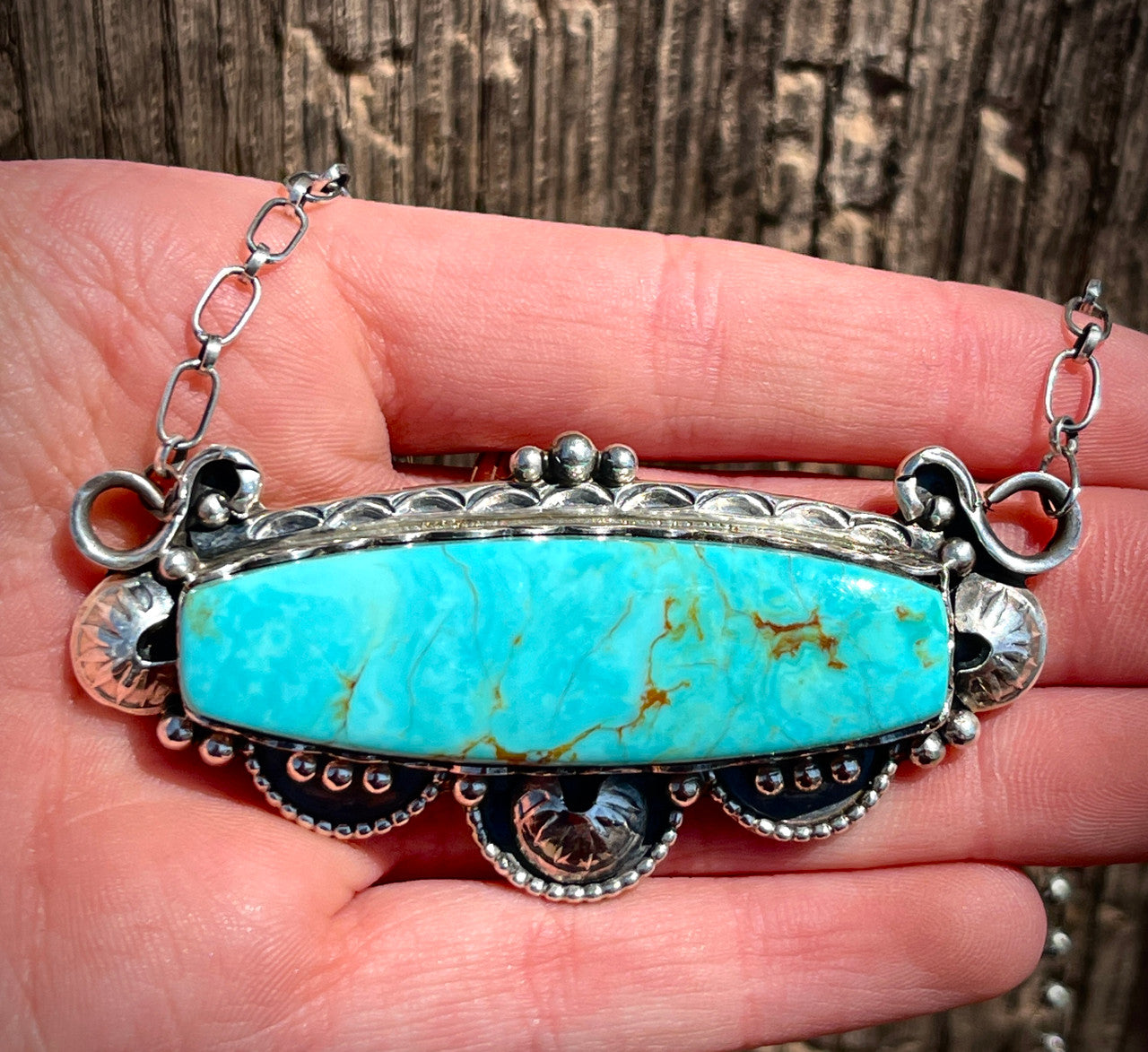 Deep Dish Nevada Turquoise Bar Necklace
