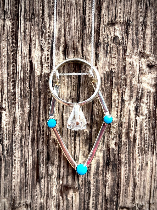 Simple Silver and Turquoise Ring Holder Necklace