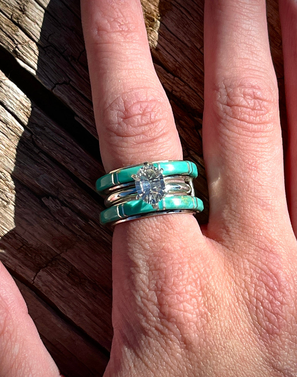 Ceremonial Green Kingman Wedding Band by Terrance and Tammy Panteah