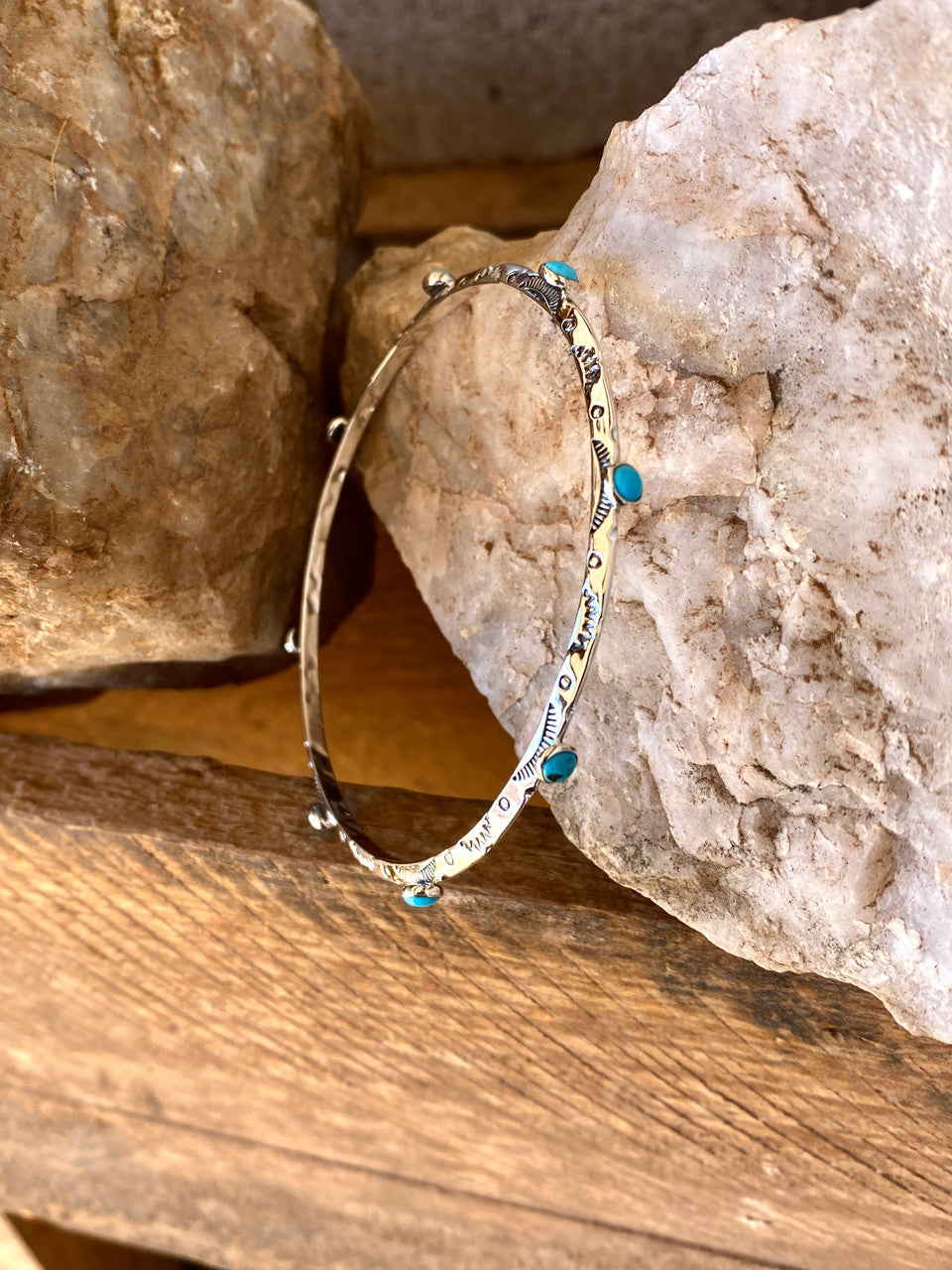 Sleeping Beauty Stack Em' Etched Bangles Navajo Artist Evelyn Bahe