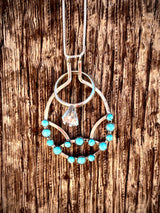 Silver Turquoise Cluster Ring Holder Necklace