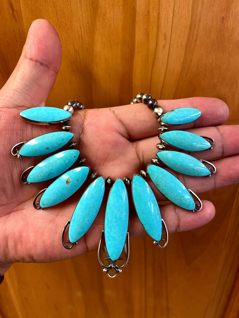 Navajo Tiara Kingman Turquoise Necklace Artist Jimson Belin