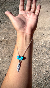 Zuni Half Flower Feather Necklace 18" Artist Floria Shetima