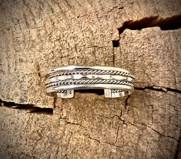 Chaco Canyon All Silver Navajo Wide Twist Baby Bracelet