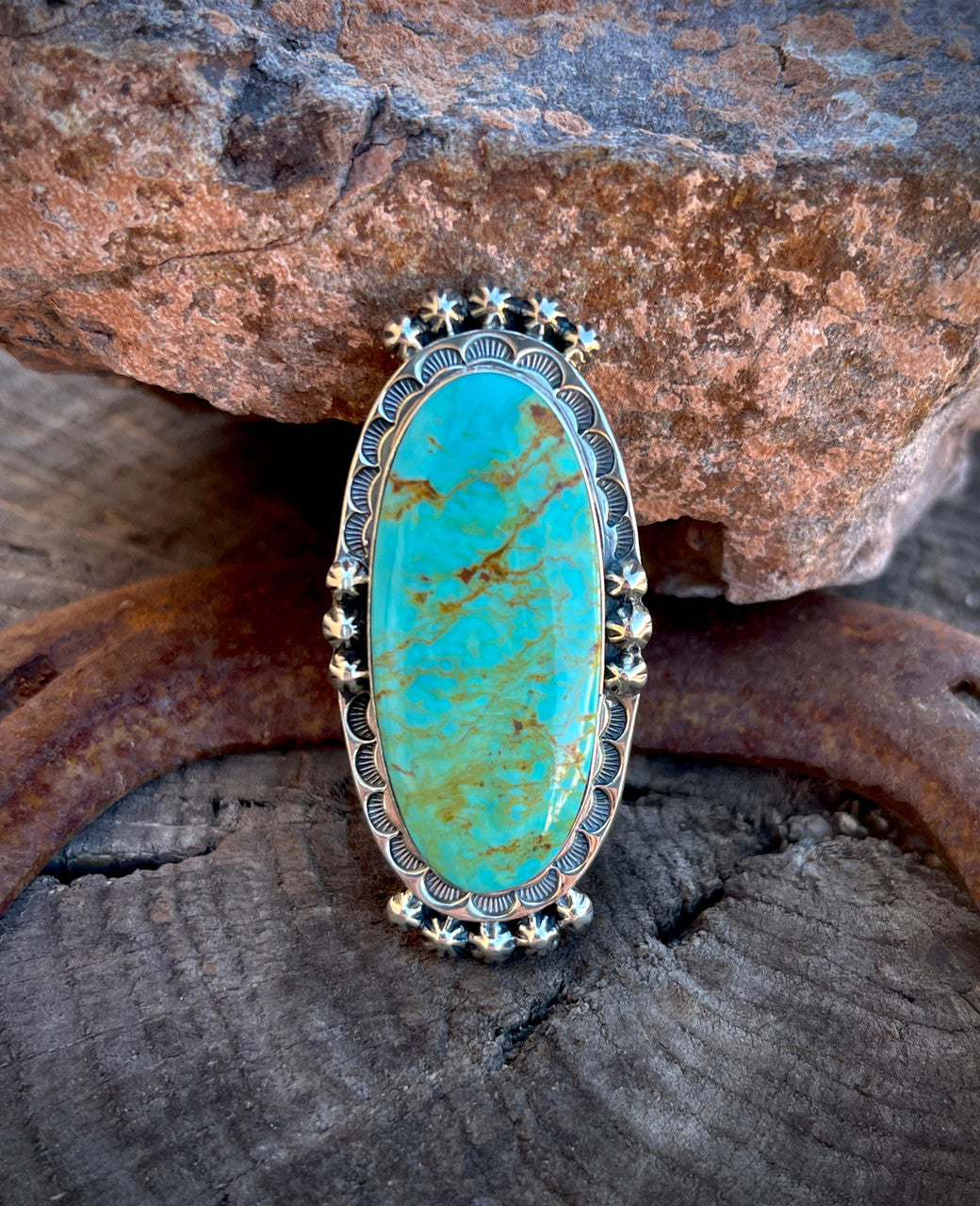 Elongated Statement Ceremonial Kingman Ring