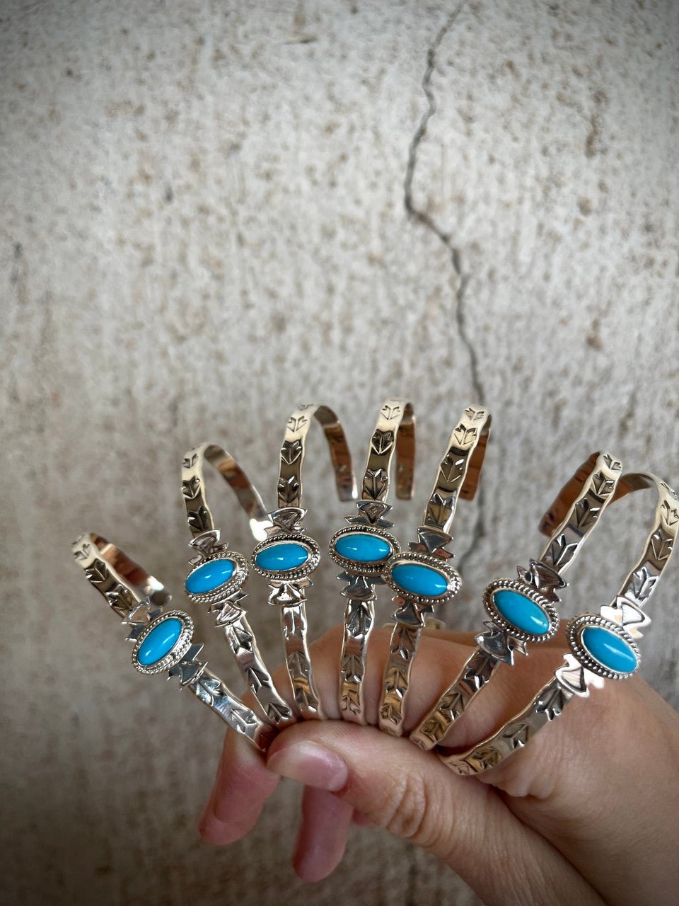 Sleeping Beauty Turquoise Stamped Stacker Cuffs