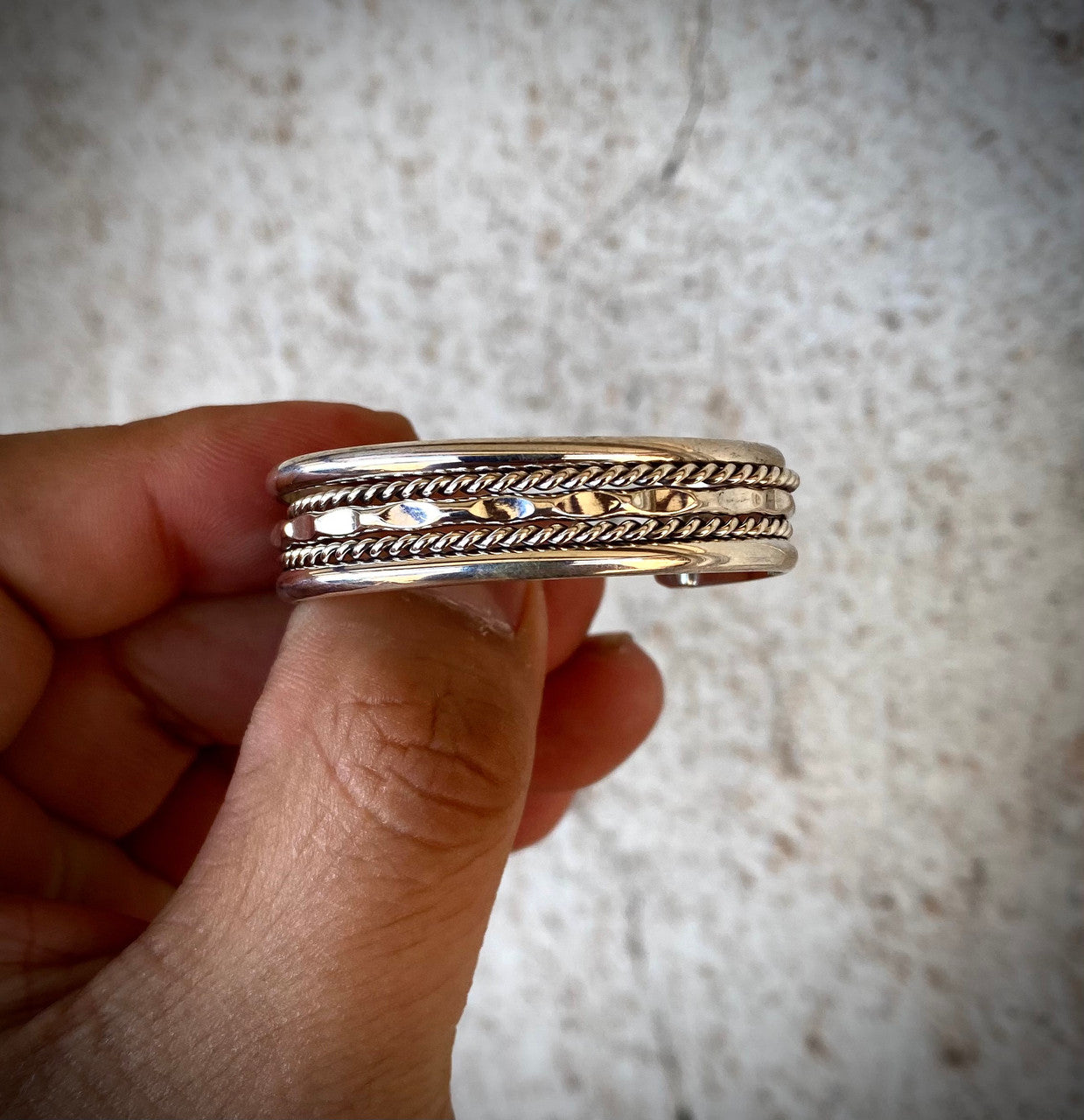 Chaco Canyon All Silver Navajo Wide Twist Baby Bracelet