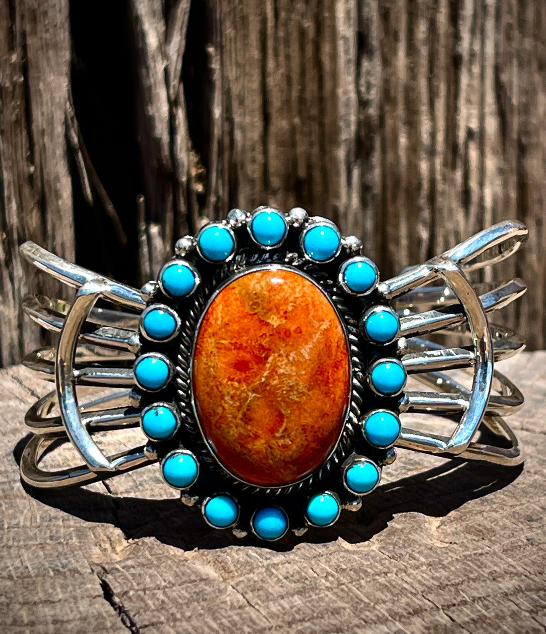 Spiney and Turquoise Cluster Cuff