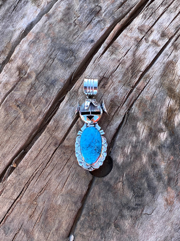Chaco Canyon Kachina Kingman Turquoise Pendant