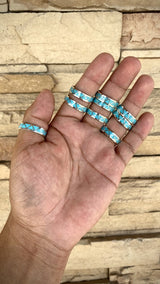 Zig Zag Kingman Turquoise Rings Zuni Tribe