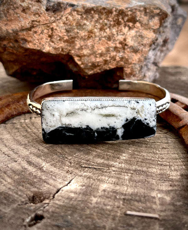 Contemporary White Buffalo Stamped Cuff