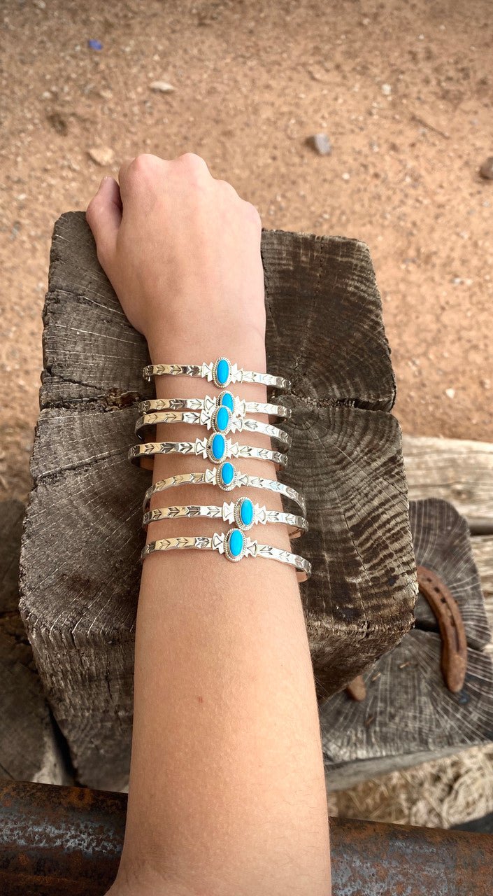 Sleeping Beauty Turquoise Stamped Stacker Cuffs