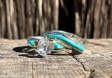 Kal Kallestewa Sleeping Beauty Turquoise and White Topaz Engagement Set