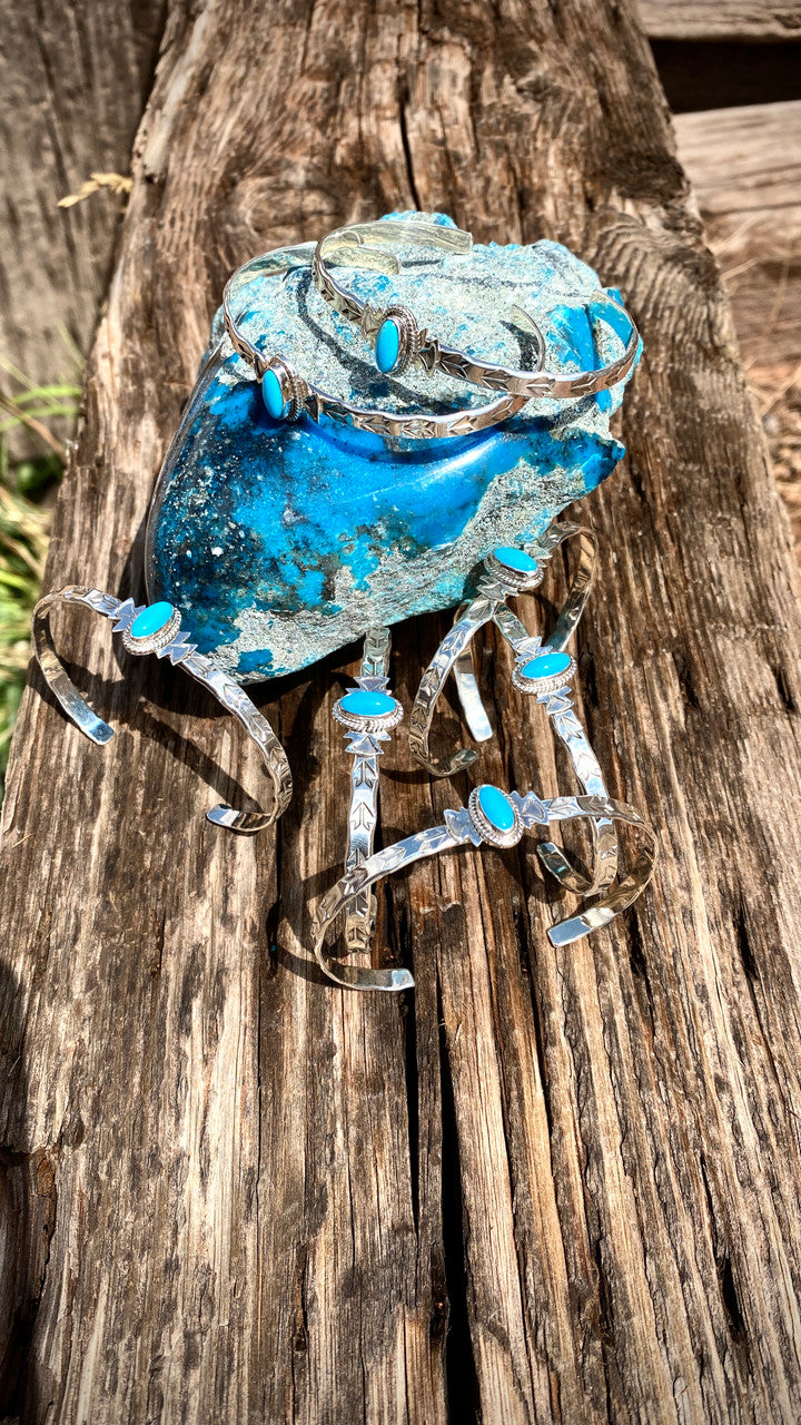Sleeping Beauty Turquoise Stamped Stacker Cuffs