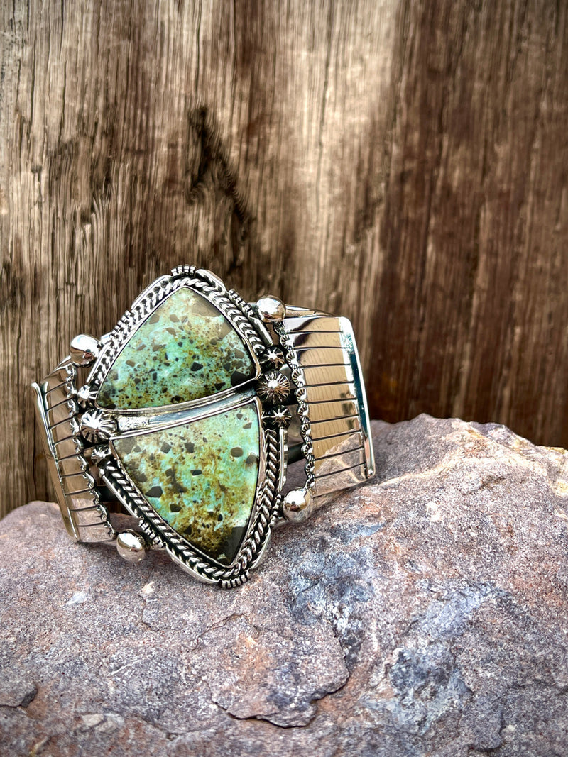 One of a Kind, Double Stone Nevada Turquoise Created by Clarence Long