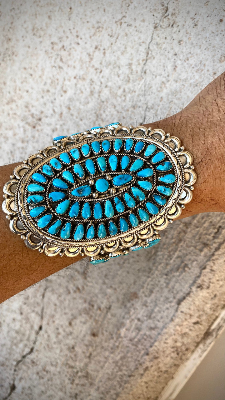 Chaco Canyon Sleeping Beauty Cluster Navajo Cuff Artist Justina WIlson