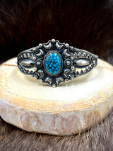 Heavy Stamped Ithaca Peak Turquoise Cuff