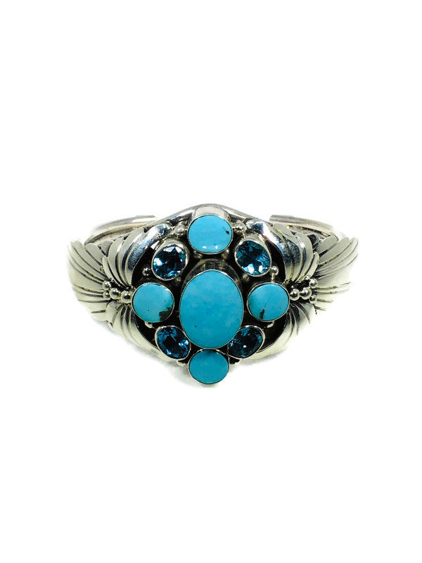 Chaco Canyon Swiss Blue Topaz and Kingman Turquoise Cuff