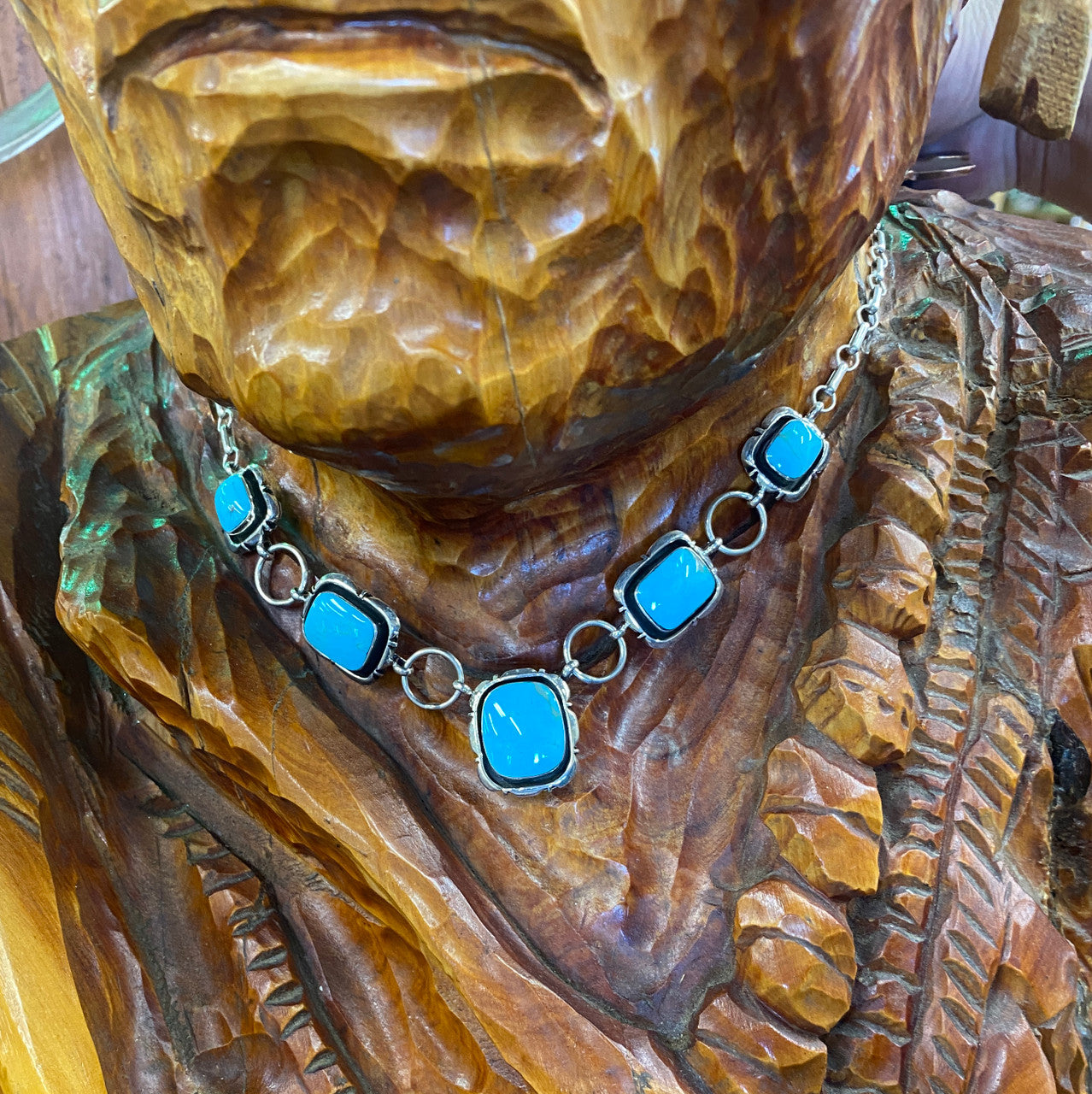 Chaco Canyon Rectangular 5 Stone Kingman Necklace