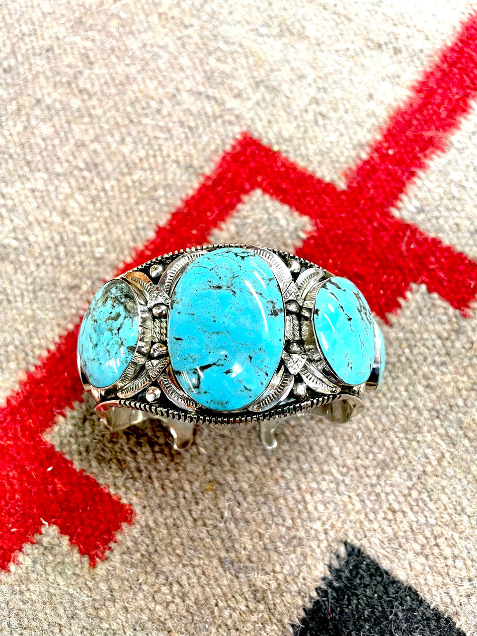 5 Stone Turquoise Cuff by Eddy Chaco 