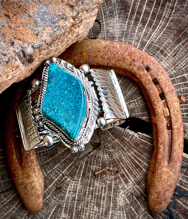 Spider Web Nevada Turquoise Created by Clarence Long (one of a kind)