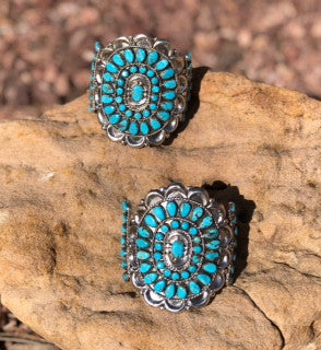 Turquoise And Sterling Cluster Bracelets