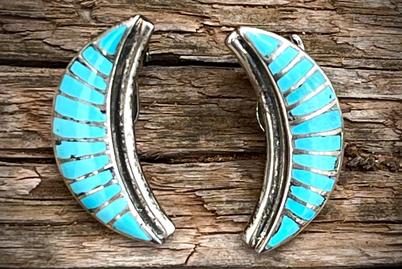 Vintage Zuni Half Moon Clip-On Earrings