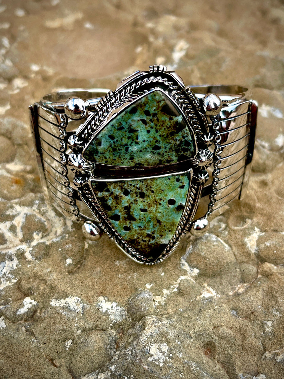 One of a Kind, Double Stone Nevada Turquoise Created by Clarence Long