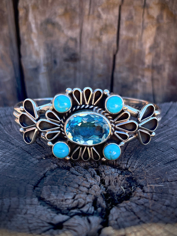 Lloyd Martinez Blue Topaz Kingman Cuff