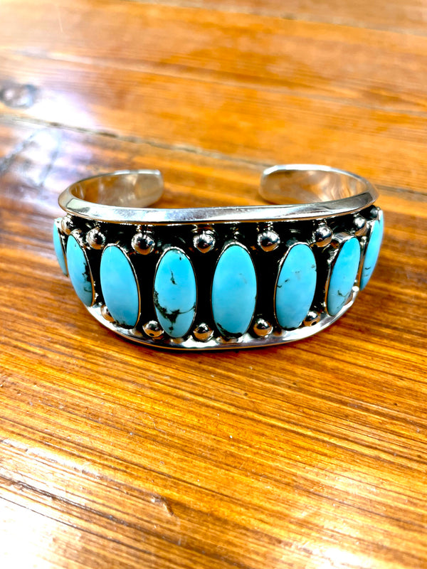 9 Stone Turquoise Cuff