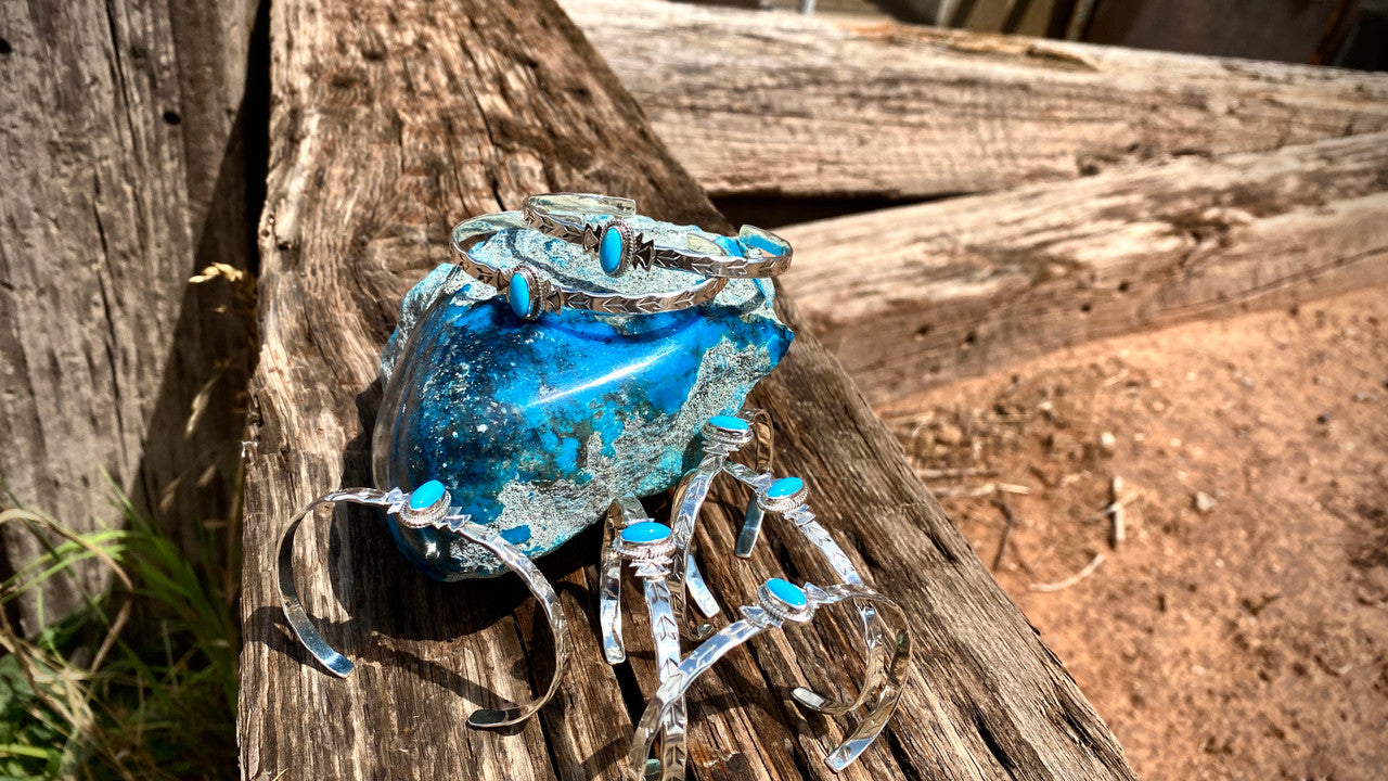 Sleeping Beauty Turquoise Stamped Stacker Cuffs