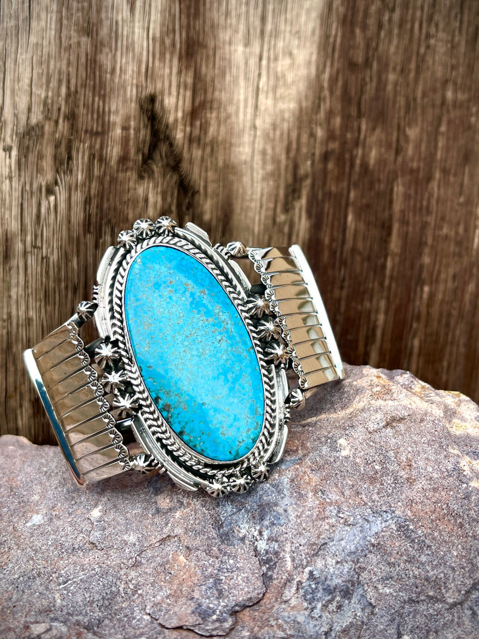 One of a Kind, High Grade Turquoise Cuff by Clarence Long