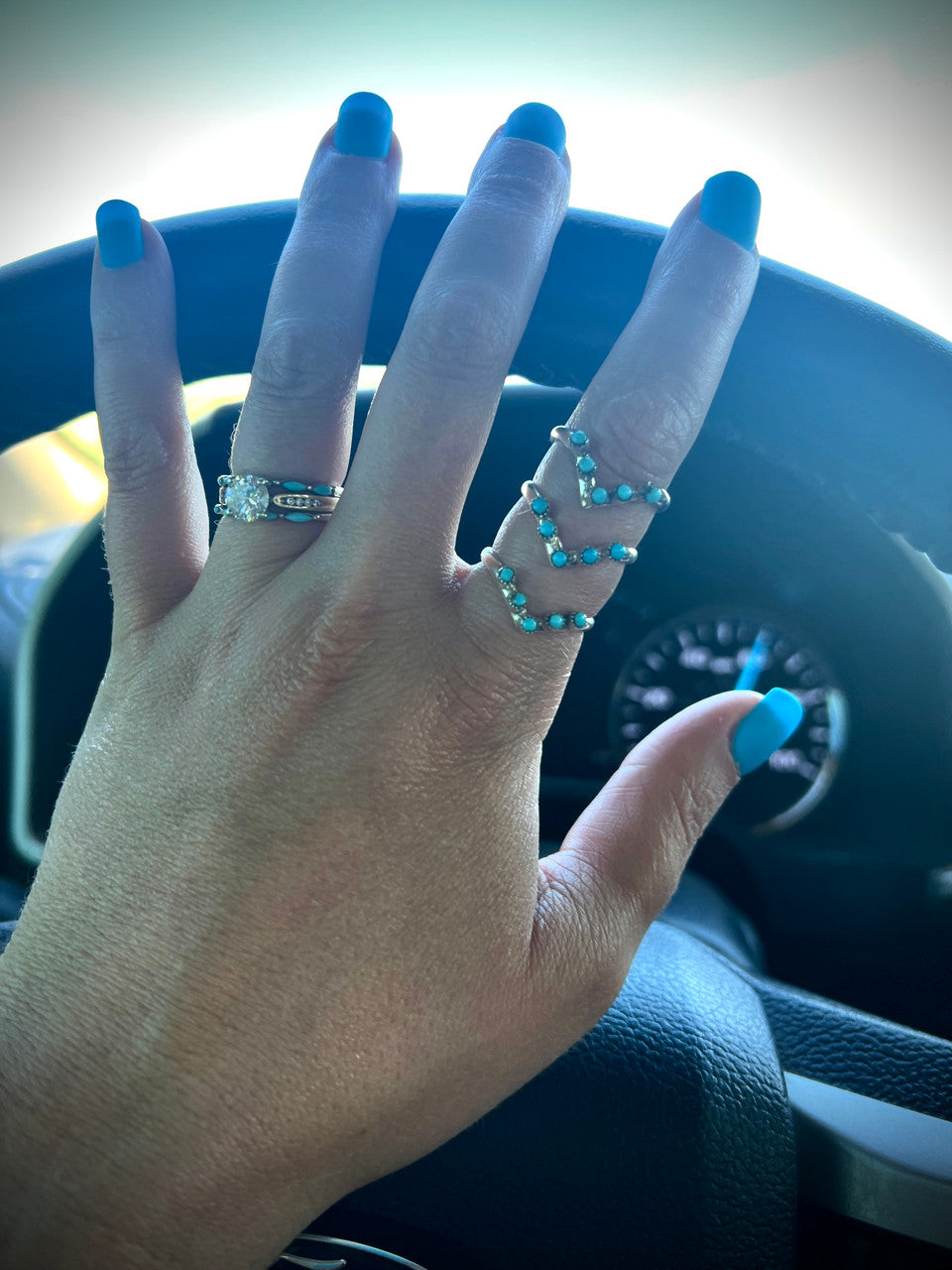 5 Stone Turquoise Crown Ring