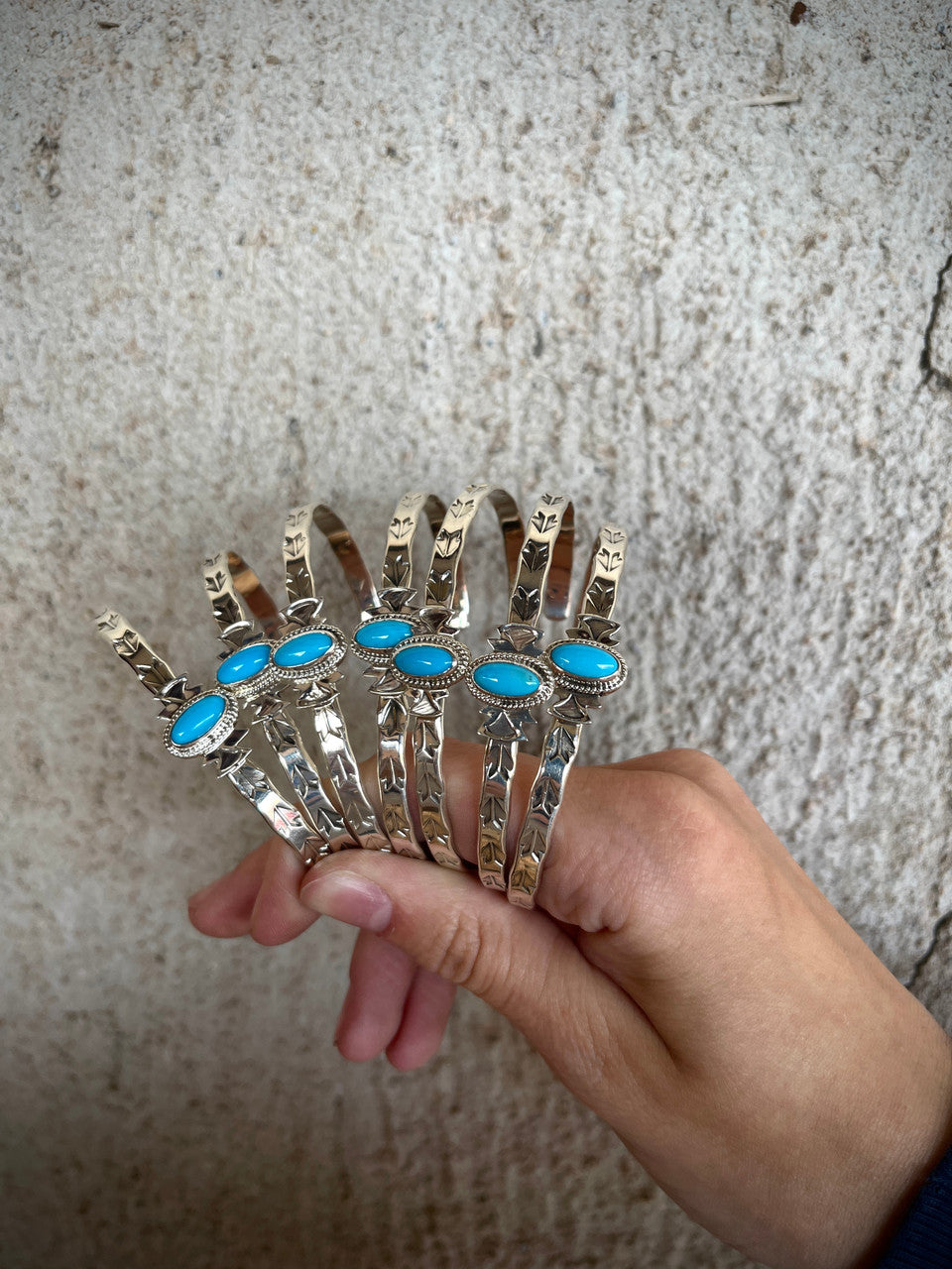 Sleeping Beauty Turquoise Stamped Stacker Cuffs